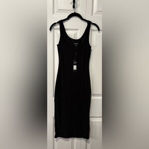 Fashion Nova Classic Black Double Lined Midi Dress